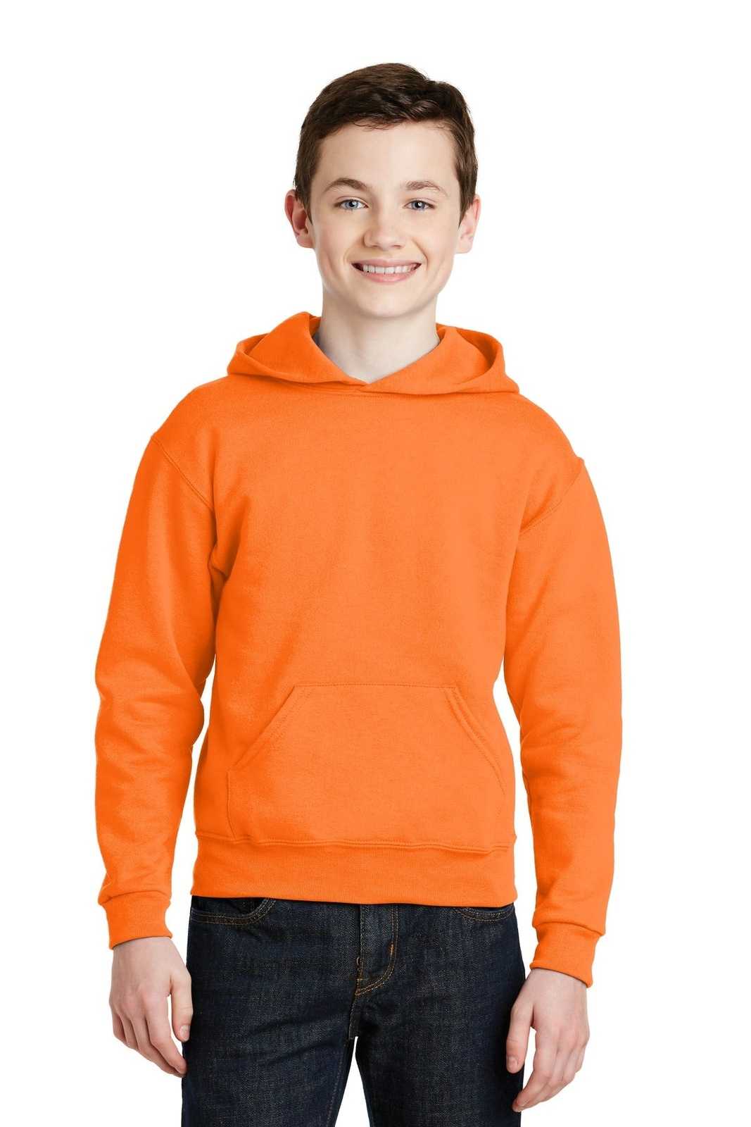 Jerzees 996Y Youth Nublend Pullover Hooded Sweatshirt - Safety Orange - HIT a Double