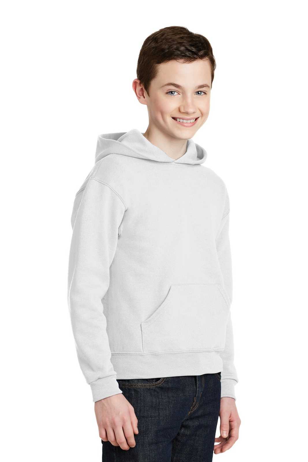Jerzees 996Y Youth Nublend Pullover Hooded Sweatshirt - White - HIT a Double