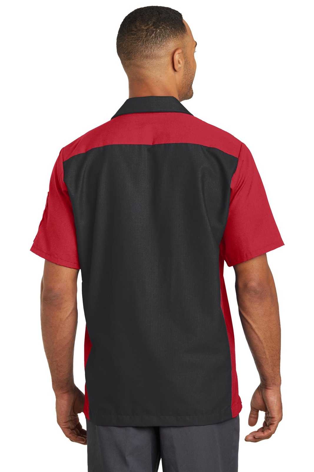 Red Kap SY20 Short Sleeve Ripstop Crew Shirt - Black/ Red - HIT a Double - 2