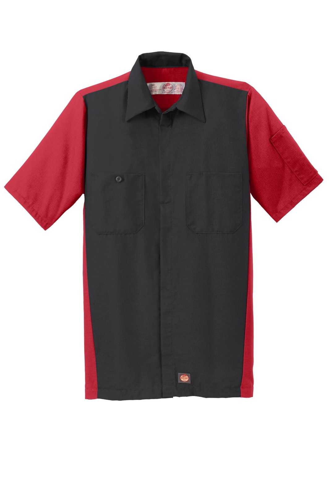 Red Kap SY20 Short Sleeve Ripstop Crew Shirt - Black/ Red - HIT a Double - 3