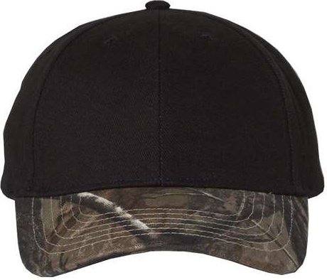 Kati LC25 Solid Crown with Camo Visor Cap - Black Realtree AP - HIT a Double