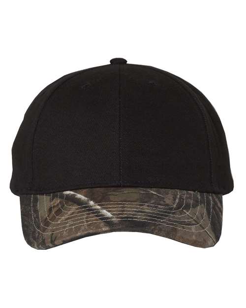 Kati LC25 Solid Crown with Camo Visor Cap - Black Realtree AP - HIT a Double