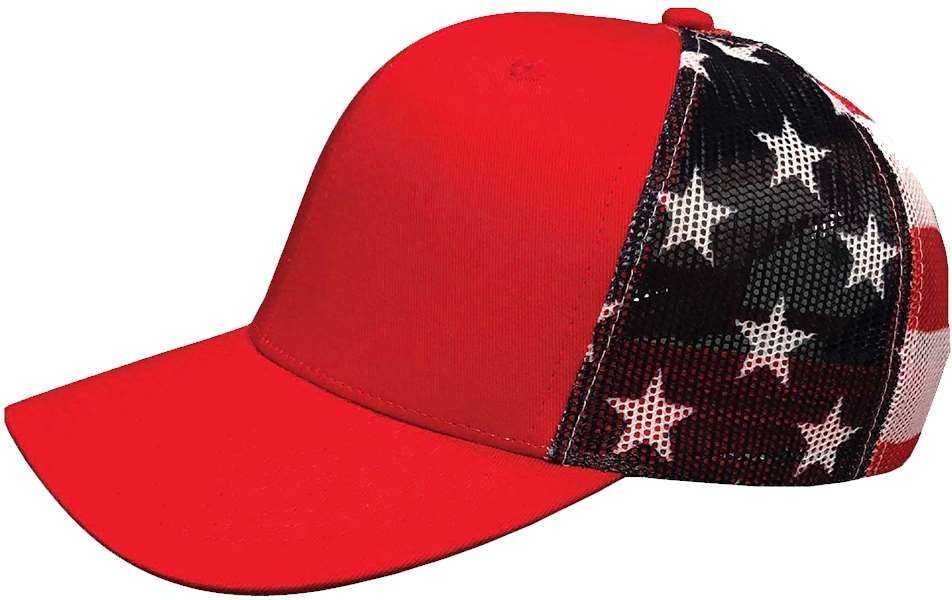 Kati S700M Printed Mesh Trucker Cap - Red/ USA Flag - HIT a Double