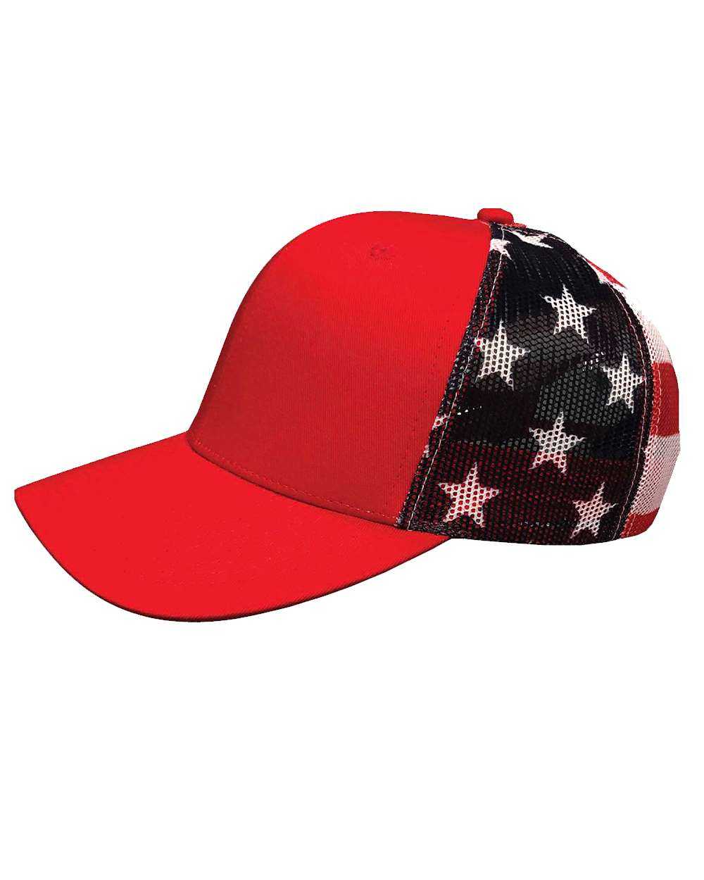 Kati S700M Printed Mesh Trucker Cap - Red/ USA Flag - HIT a Double