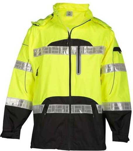 Kishigo RWJ106-107 Premium Black Series Rainwear Jacket - Lime - HIT a Double - 1