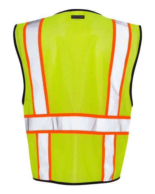 Kishigo 1527-1528 Economy Contrasting Vest with Zippered Front - Lime - HIT a Double