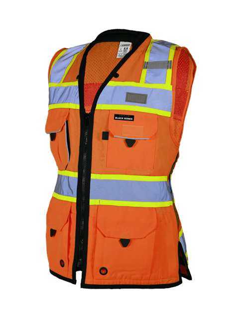 Kishigo S5021-5022 Premium Black Series Women&#39;s Heavy Duty Surveyors Vest - Orange - HIT a Double