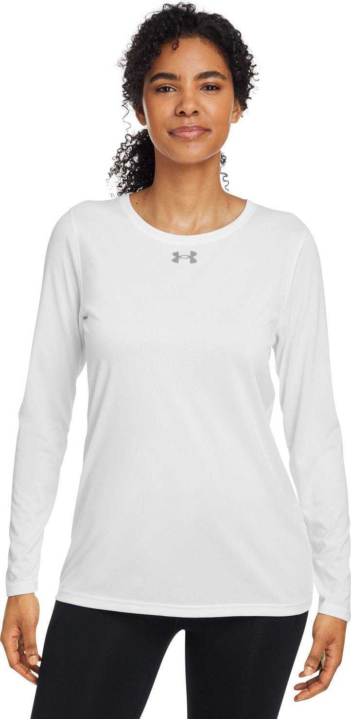 Under Armour 1376852 Ladies Team Tech Long-Sleeve T-Shirt - White Mod-Gray
