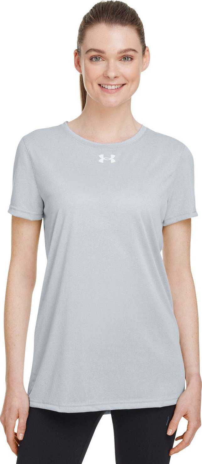 Under Armour 1376847 Ladies Team Tech T-Shirt - Mod-Gray Light Heather White