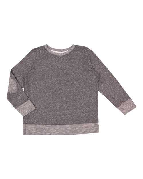 Lat 2279 Youth Harborside Melange French Terry Long Sleeve with Elbow Patches - Smoke Melange - HIT a Double - 1