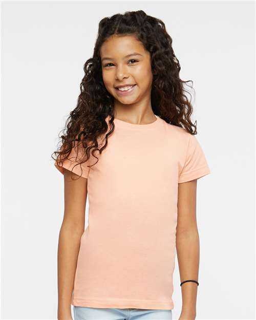 Lat 2616 Girls' Fine Jersey Tee - Peachy" - "HIT a Double