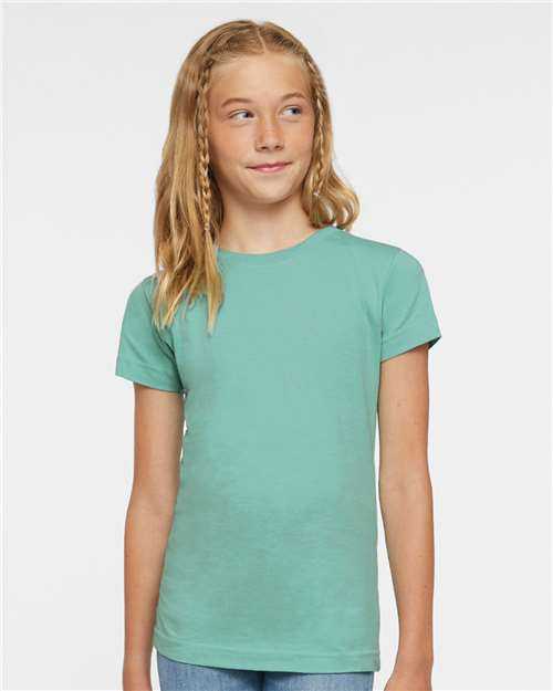 Lat 2616 Girls' Fine Jersey Tee - Saltwater" - "HIT a Double