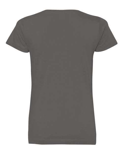 Lat 3507 Women&#39;s V-Neck Fine Jersey Tee - Charcoal - HIT a Double