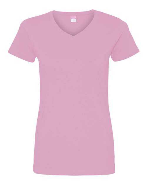 Lat 3507 Women's V-Neck Fine Jersey Tee - Pink - HIT a Double