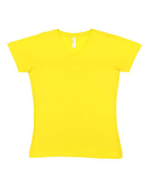 Lat 3507 Women&#39;s V-Neck Fine Jersey Tee - Yellow - HIT a Double