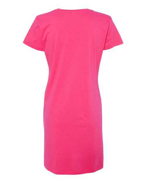 Lat 3522 Women&#39;s V-Neck Fine Jersey Coverup - Hot Pink - HIT a Double