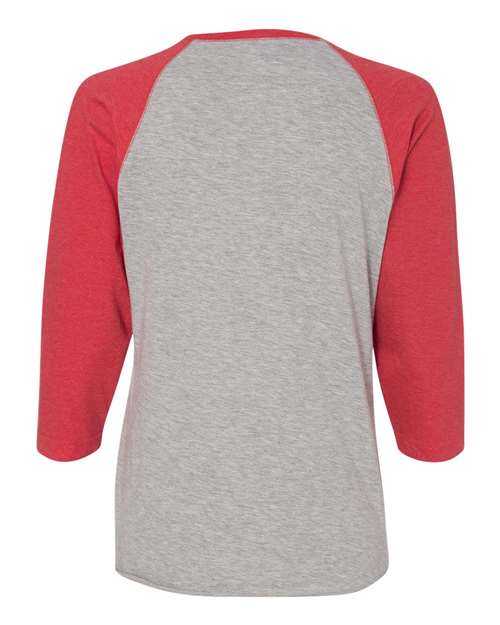 Lat 3530 Women&#39;s Baseball Fine Jersey Three-Quarter Sleeve Tee - Vintage Heather Vintage Red - HIT a Double
