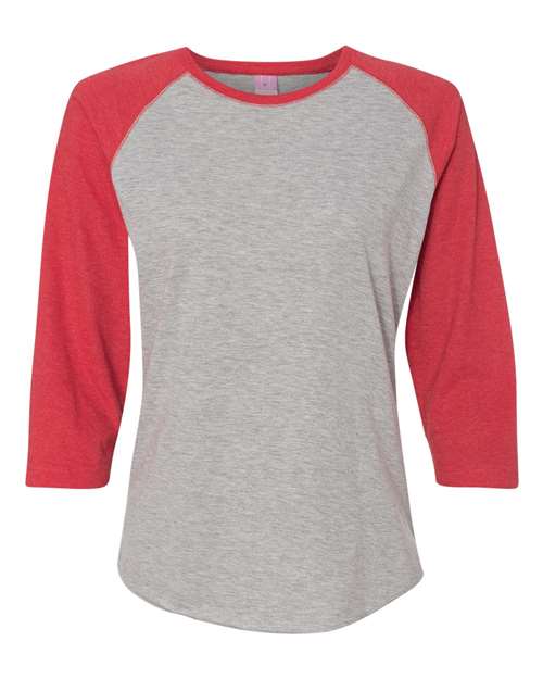 Lat 3530 Women&#39;s Baseball Fine Jersey Three-Quarter Sleeve Tee - Vintage Heather Vintage Red - HIT a Double