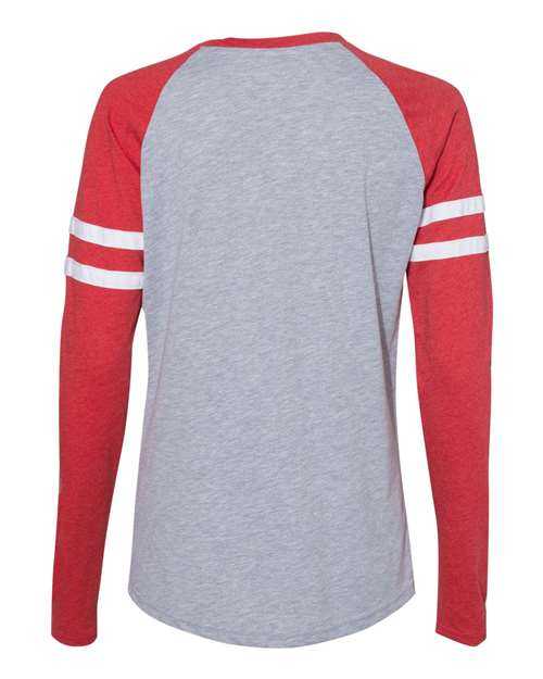 Lat 3534 Women&#39;s Fine Jersey Mash Up Long Sleeve T-Shirt - Vintage Heather Vintage Red - HIT a Double