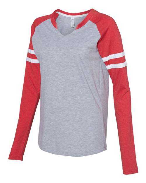 Lat 3534 Women&#39;s Fine Jersey Mash Up Long Sleeve T-Shirt - Vintage Heather Vintage Red - HIT a Double