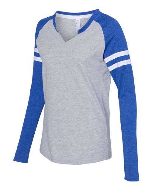Lat 3534 Women's Fine Jersey Mash Up Long Sleeve T-Shirt - Vintage Heather Vintage Royal - HIT a Double