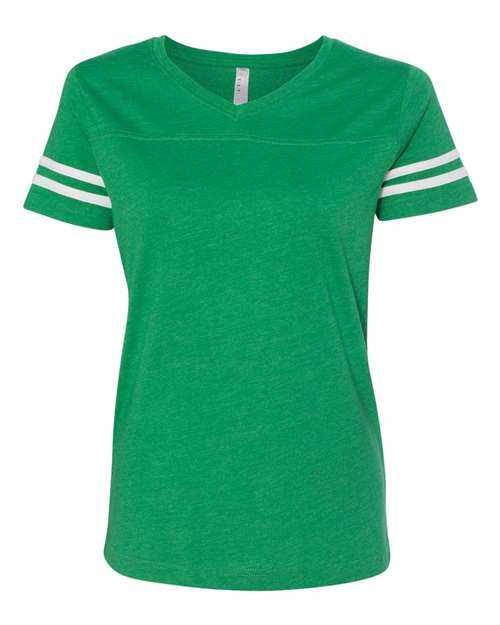 Lat 3537 Women's Football V-Neck Fine Jersey Tee - Vintage Green White - HIT a Double