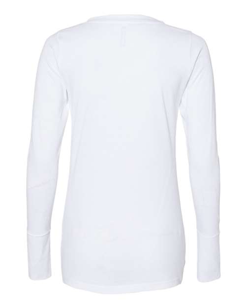 Lat 3538 Women&#39;s Fine Jersey Lace-Up Long Sleeve T-Shirt - Blended White Titanium - HIT a Double