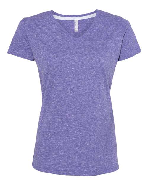 Lat 3591 Women's Harborside Melange V-Neck T-Shirt - Purple Melange - HIT a Double