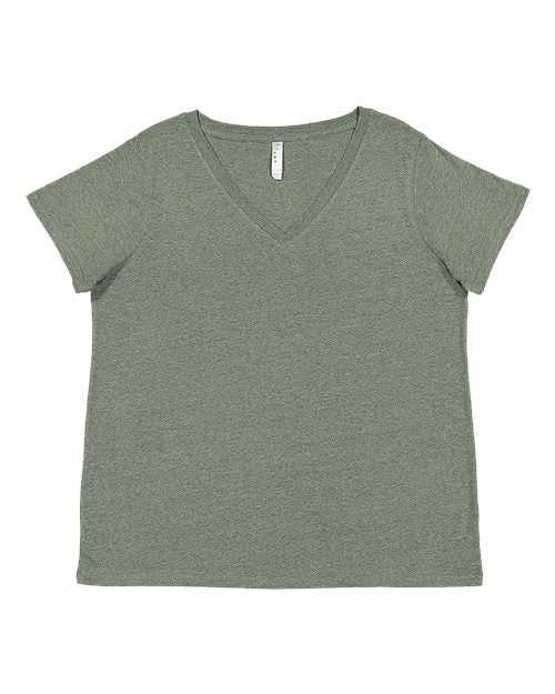 Lat 3817 Curvy Collection Women&#39;s Fine Jersey V-Neck Tee - Bamboo Blackout - HIT a Double