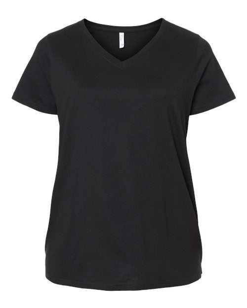 Lat 3817 Curvy Collection Women&#39;s Fine Jersey V-Neck Tee - Blended Black - HIT a Double