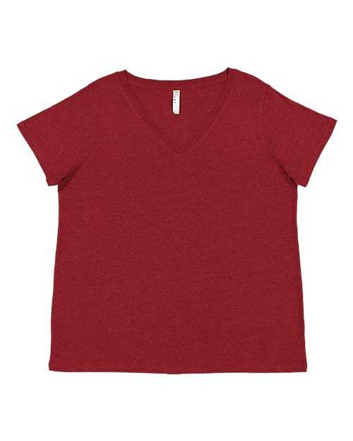 Lat 3817 Curvy Collection Women&#39;s Fine Jersey V-Neck Tee - Cardinal Blackout - HIT a Double
