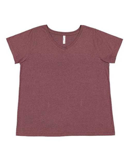 Lat 3817 Curvy Collection Women&#39;s Fine Jersey V-Neck Tee - Sangria Blackout - HIT a Double