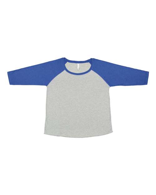 Lat 3830 Curvy Collection Women&#39;s Baseball Three-Quarter Sleeve Tee - Vintage Heather Vintage Royal - HIT a Double