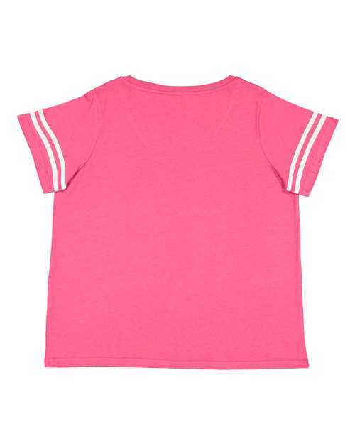 Lat 3837 Curvy Collection Women&#39;s Vintage Football T-Shirt - Vintage Hot Pink White - HIT a Double