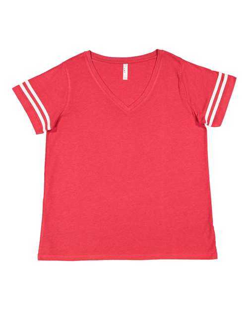 Lat 3837 Curvy Collection Women's Vintage Football T-Shirt - Vintage Red White - HIT a Double