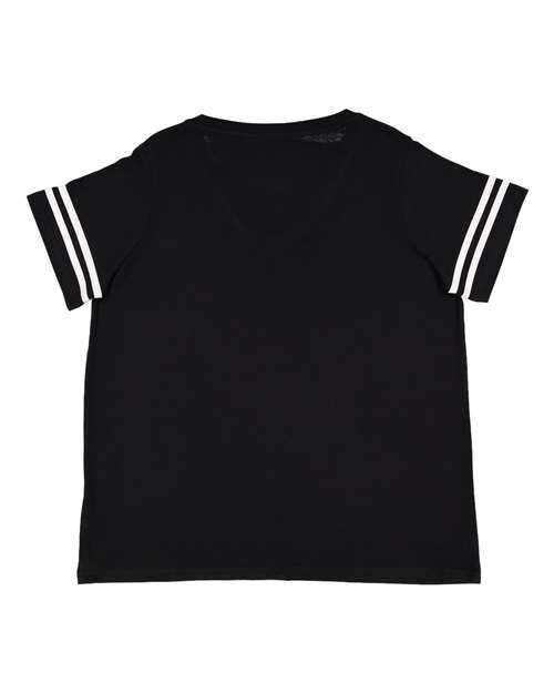 Lat 3837 Curvy Collection Women&#39;s Vintage Football T-Shirt - Black Solid White - HIT a Double
