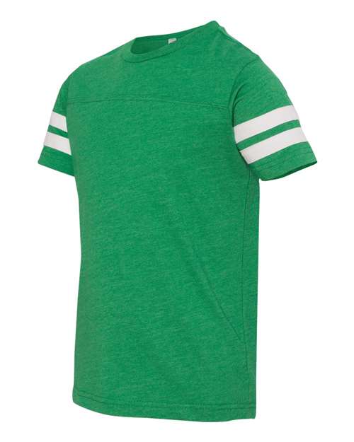 Lat 6137 Youth Football Fine Jersey Tee - Vintage Green White - HIT a Double