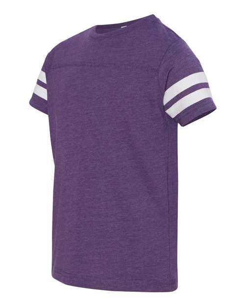 Lat 6137 Youth Football Fine Jersey Tee - Vintage Purple White - HIT a Double