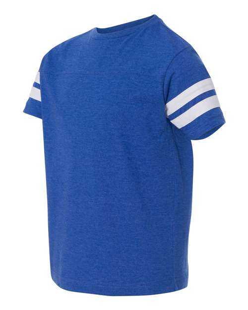 Lat 6137 Youth Football Fine Jersey Tee - Vintage Royal White - HIT a Double