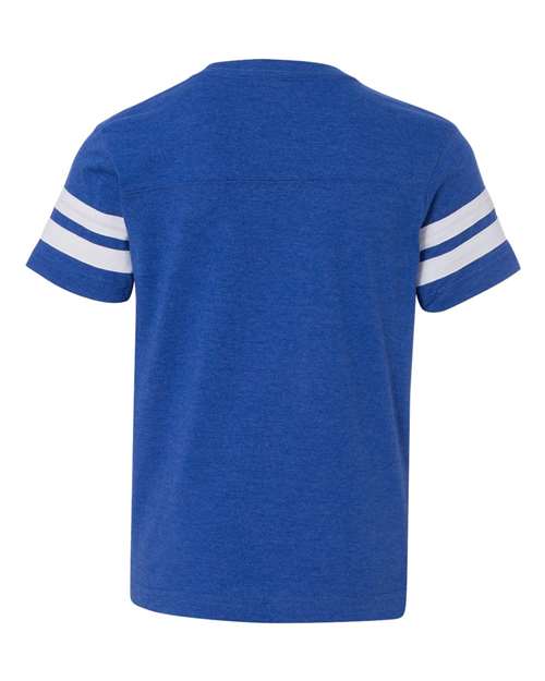 Lat 6137 Youth Football Fine Jersey Tee - Vintage Royal White - HIT a Double