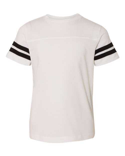 Lat 6137 Youth Football Fine Jersey Tee - White Solid Black - HIT a Double