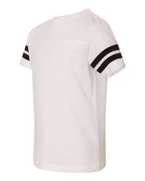 Lat 6137 Youth Football Fine Jersey Tee - White Solid Black - HIT a Double