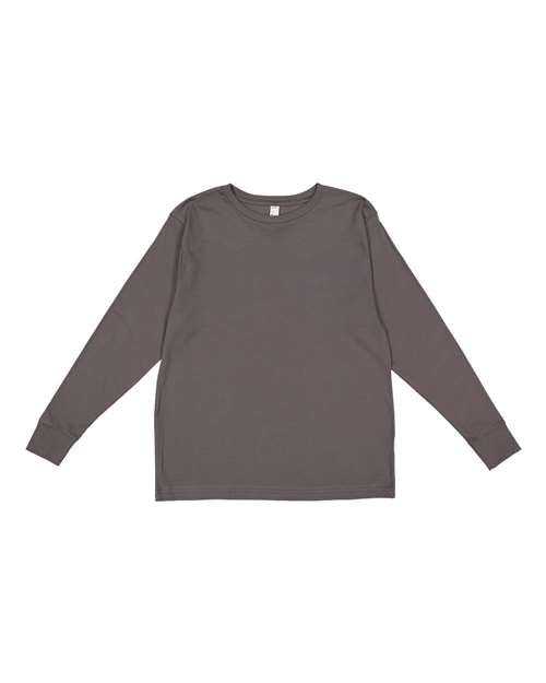 Lat 6201 Youth Fine Jersey Long Sleeve Tee - Charcoal - HIT a Double
