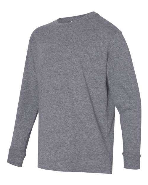 Lat 6201 Youth Fine Jersey Long Sleeve Tee - Granite Heather - HIT a Double