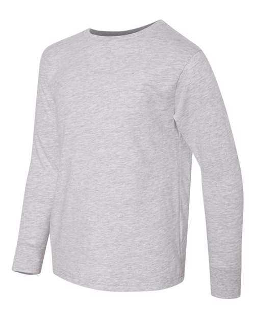 Lat 6201 Youth Fine Jersey Long Sleeve Tee - Heather - HIT a Double