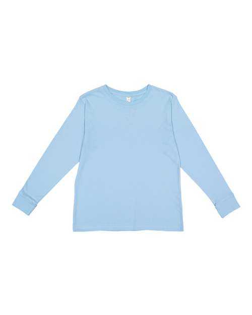 Lat 6201 Youth Fine Jersey Long Sleeve Tee - Light Blue - HIT a Double