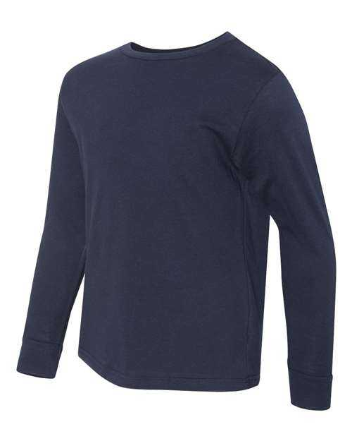 Lat 6201 Youth Fine Jersey Long Sleeve Tee - Navy - HIT a Double