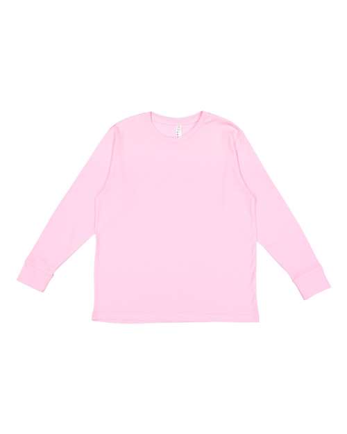 Lat 6201 Youth Fine Jersey Long Sleeve Tee - Pink - HIT a Double