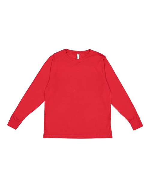 Lat 6201 Youth Fine Jersey Long Sleeve Tee - Red - HIT a Double
