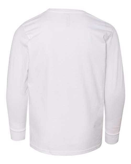 Lat 6201 Youth Fine Jersey Long Sleeve Tee - White - HIT a Double